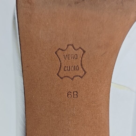 Enzo Angiolini Women's White Leather Slingback Peep Toe Heeled Shoes Size 6B - Picture 13 of 16